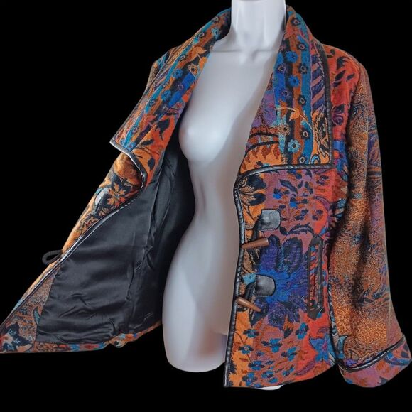 Parsley & Sage M Boho Southwestern Tapestry Wool Blend Toggle Jacket Artsy Coat - Picture 8 of 11
